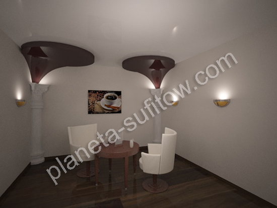 lustrzany sufit napinany 3d z kolumnami