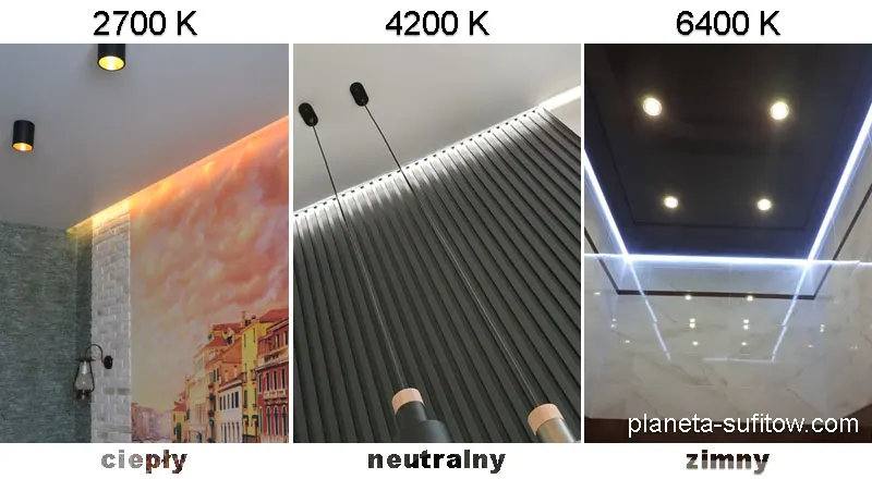 kolorowa temperatura LED dla sufitu
