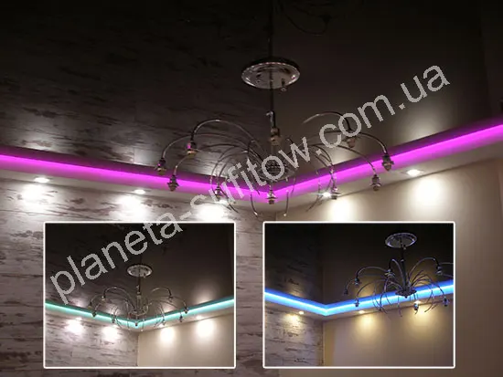 sufit podwieszany salon LED z pilotem