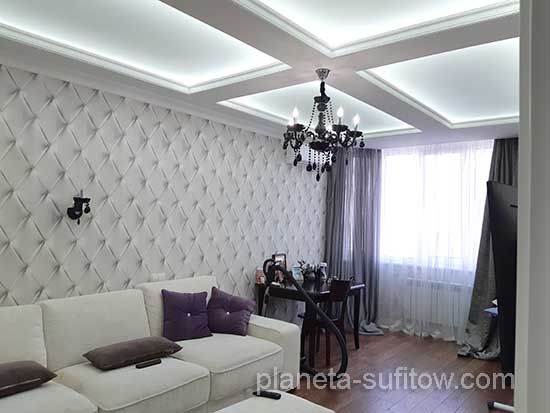 wzory led taśmy za foliją w sypialnie